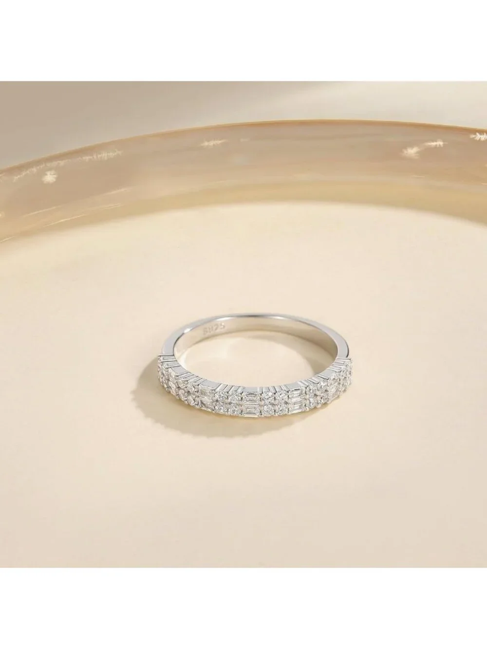 Elegant Stackable Promise Rings for Women - Baguette & Round Cubic Zirconia